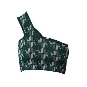 Dodo Bar Or One-Shoulder Crop Top in Green Viscose